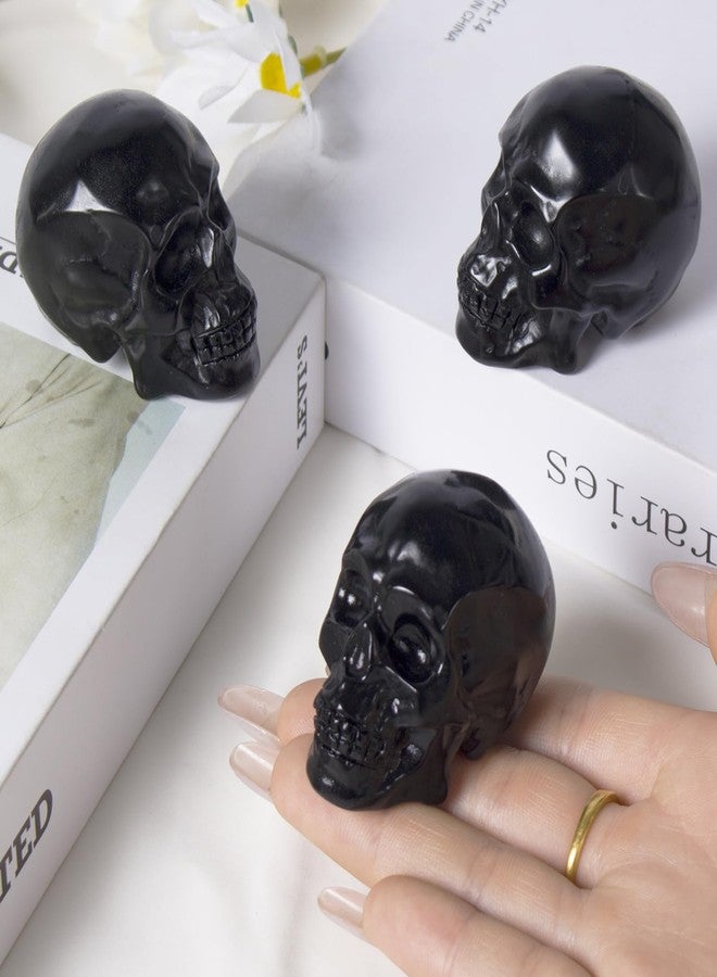 Ytbeoxk 2inch Black Obsidian Crystal Carved Skull Statue Spiritual Decor Skull Bathroom Decor Bathroom Decor Home Office Decoration Hand Carved Gemstone Reiki Healing for Woman Gift. - Image 3